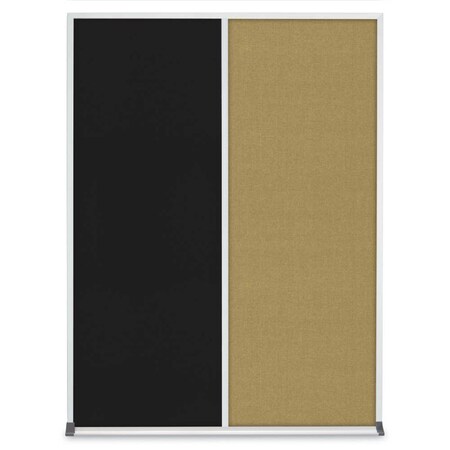 United Visual Products Double Door Radius Corkboard, 48"X36", W UV8003-WHITE-APRICOT